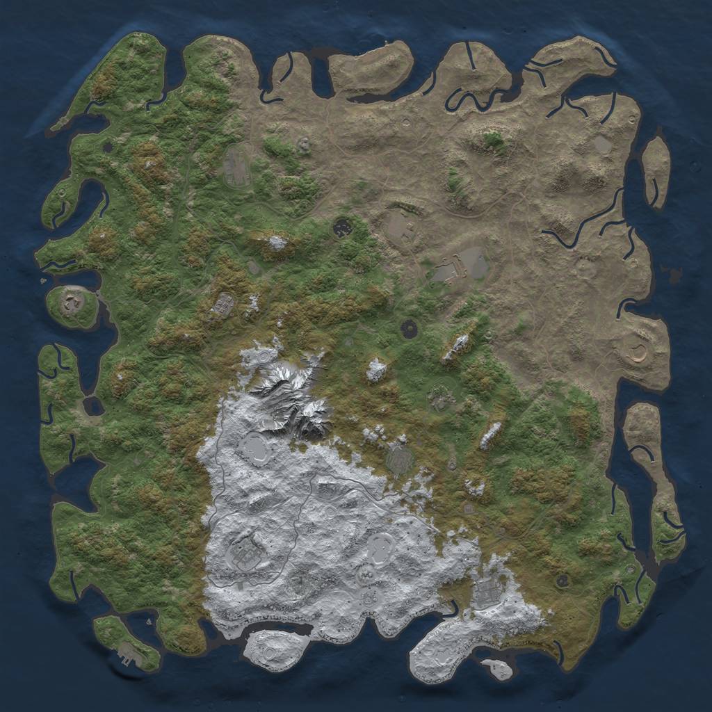Rust Map: Procedural Map, Size: 6000, Seed: 946711, 20 Monuments