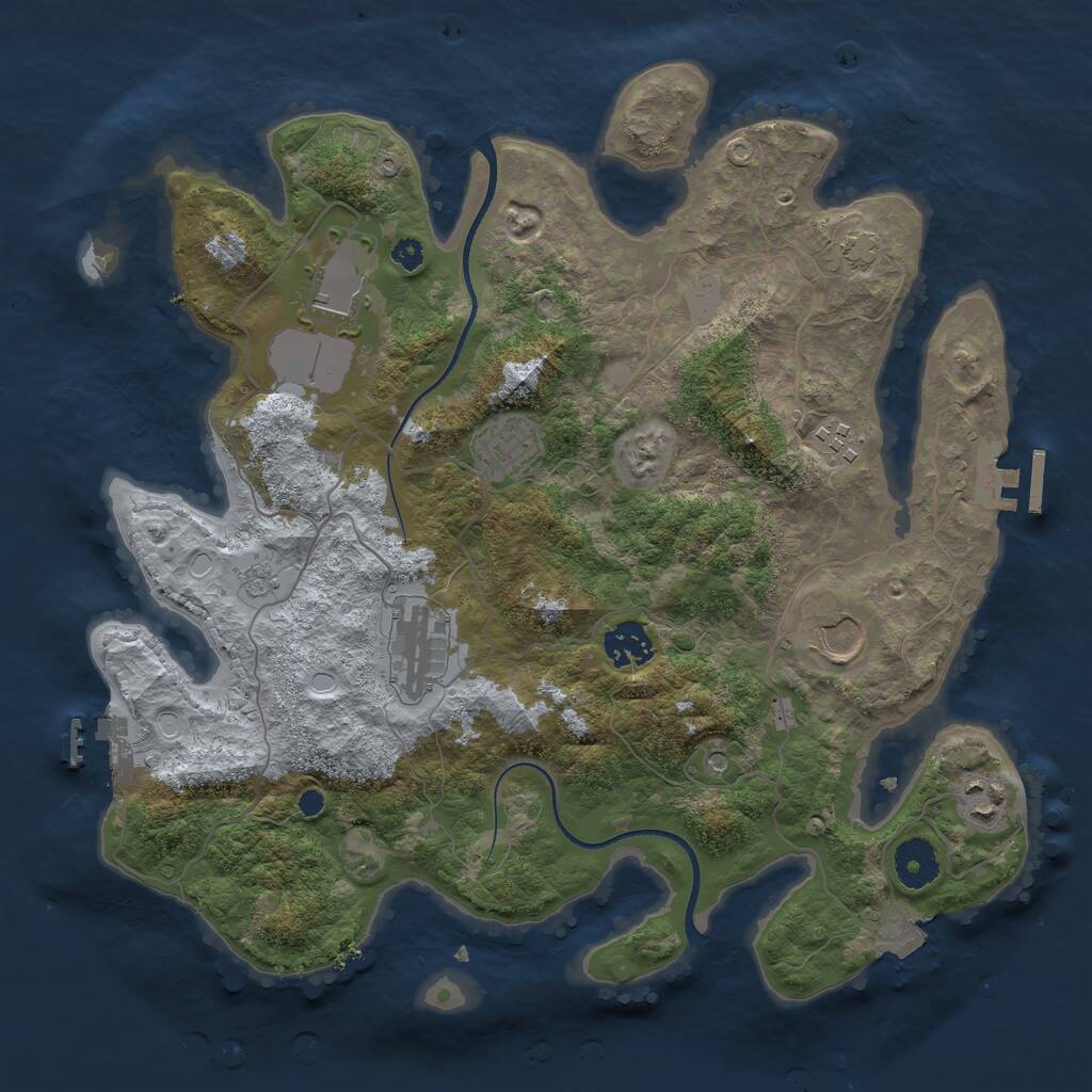 Rust Map: Procedural Map, Size: 3500, Seed: 185090990, 13 Monuments