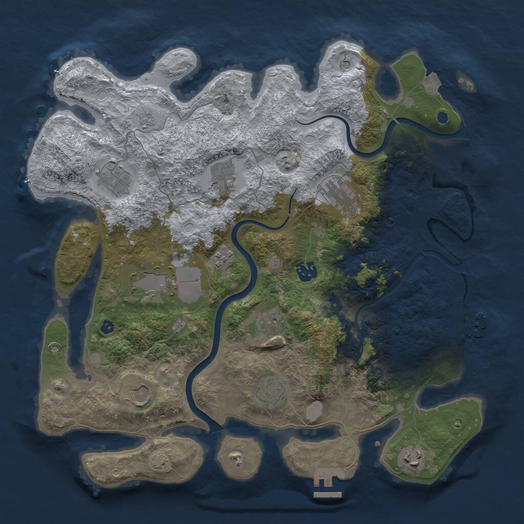 Rust Map: Procedural Map, Size: 3800, Seed: 881838685, 16 Monuments