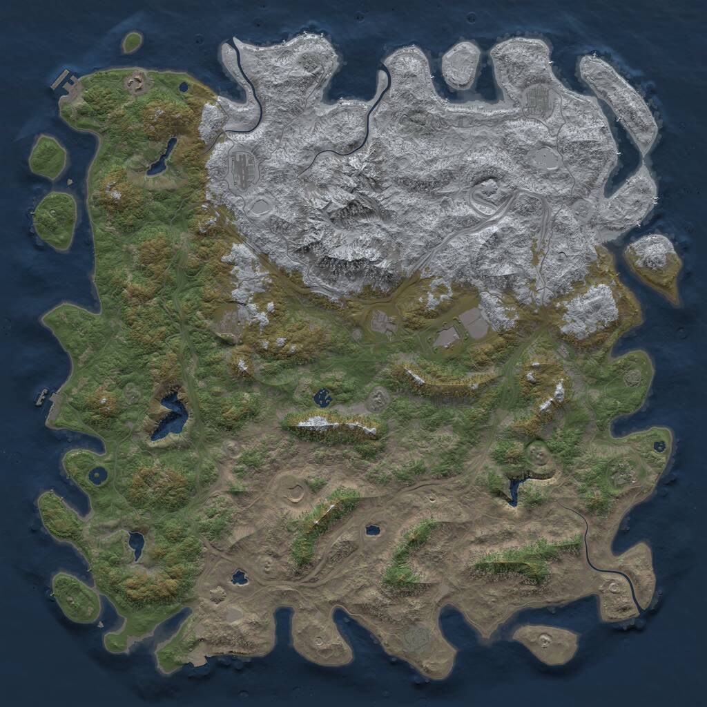 Rust Map: Procedural Map, Size: 6000, Seed: 338243, 17 Monuments