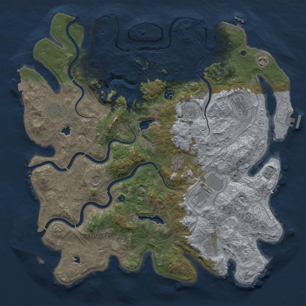 Rust Map: Procedural Map, Size: 4500, Seed: 245187, 16 Monuments