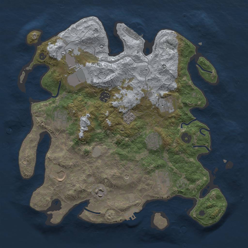 Rust Map: Procedural Map, Size: 3550, Seed: 598874894, 16 Monuments