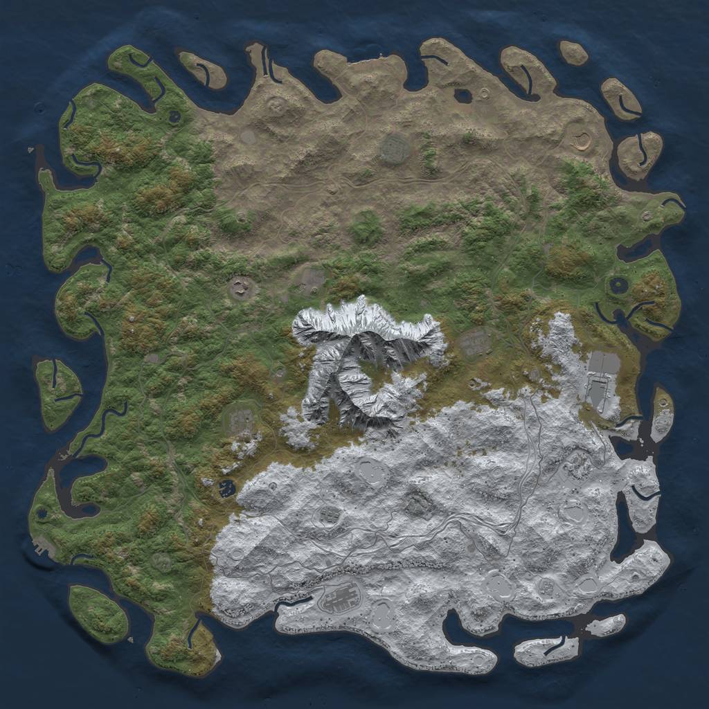Rust Map: Procedural Map, Size: 6000, Seed: 716607, 20 Monuments