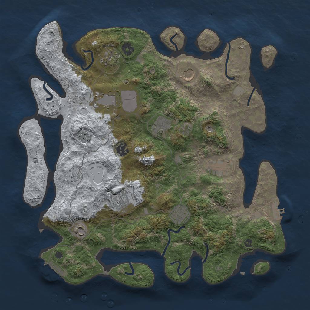 Rust Map: Procedural Map, Size: 3750, Seed: 50811211, 19 Monuments