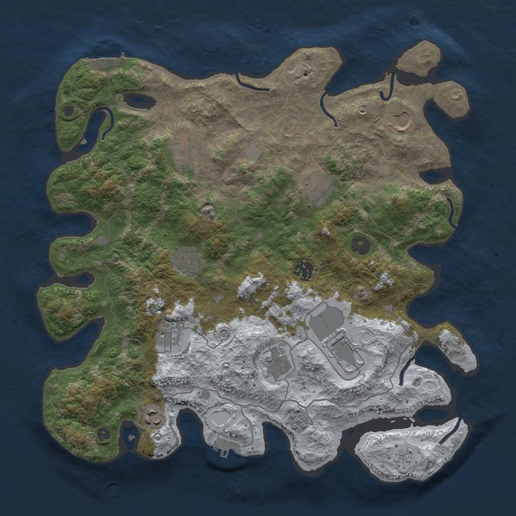 Rust Map: Procedural Map, Size: 4000, Seed: 38217410, 19 Monuments