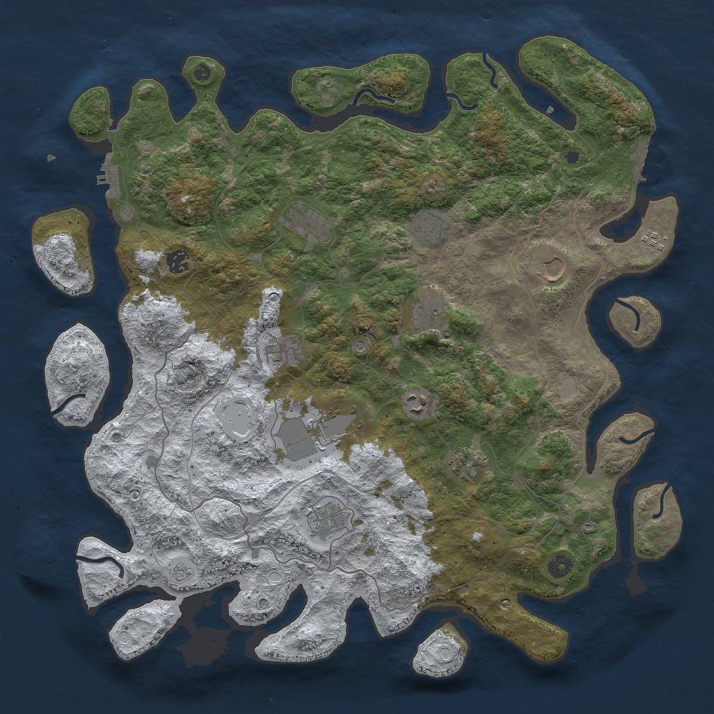 Rust Map: Procedural Map, Size: 4500, Seed: 1910843, 20 Monuments