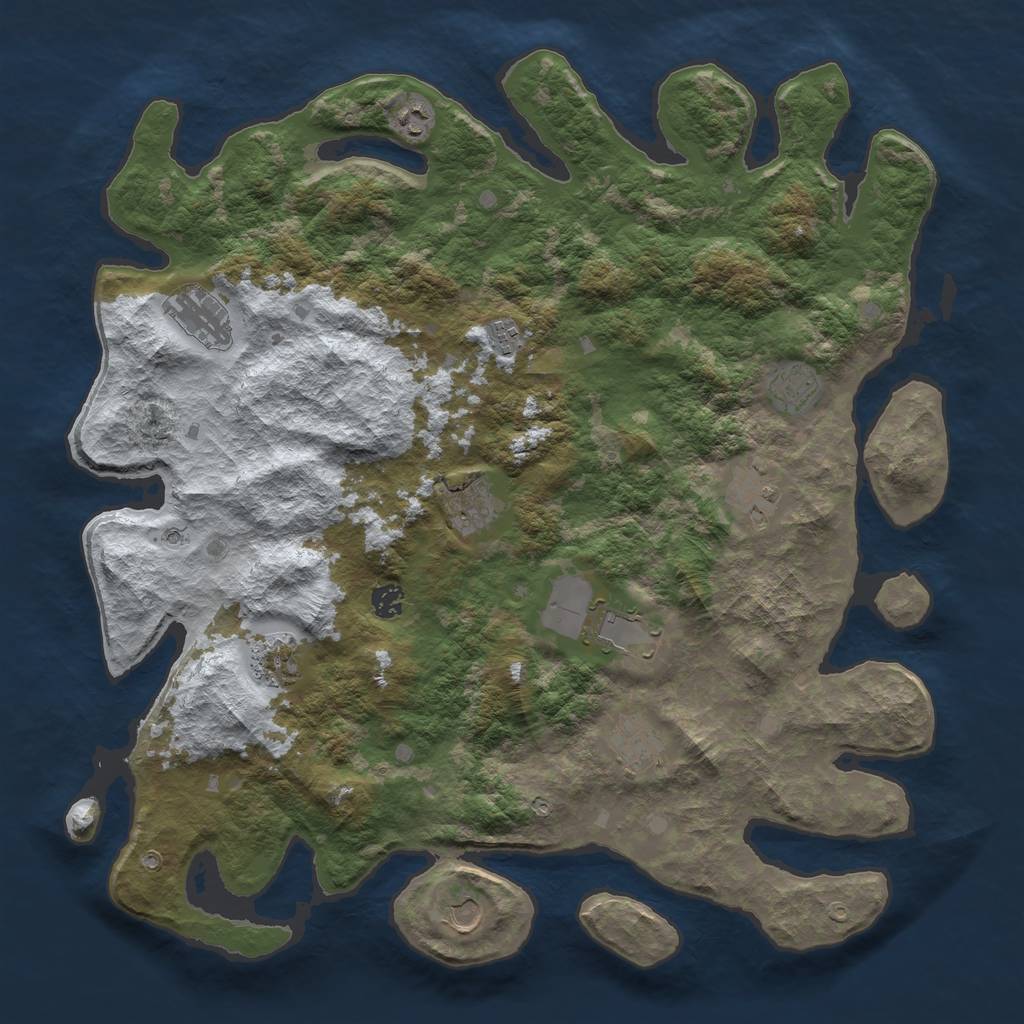 Rust Map: Barren, Size: 4500, Seed: 2071, 14 Monuments