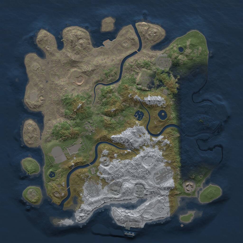 Rust Map: Procedural Map, Size: 3850, Seed: 164142204, 16 Monuments