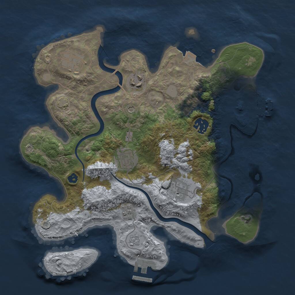 Rust Map: Procedural Map, Size: 3000, Seed: 1226499048, 12 Monuments