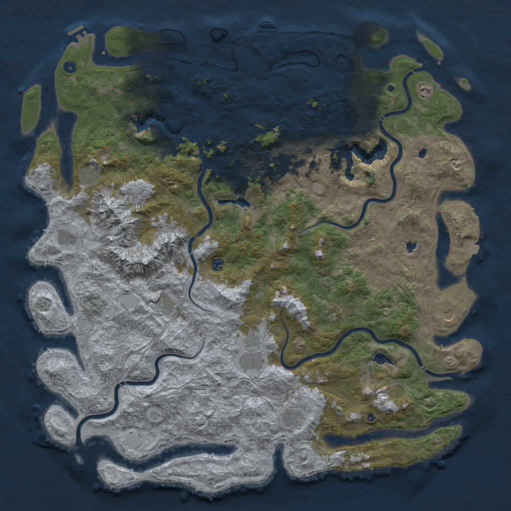 Rust Map: Procedural Map, Size: 6000, Seed: 388697, 17 Monuments