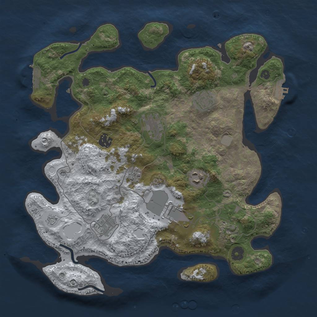 Rust Map: Procedural Map, Size: 3500, Seed: 12195207, 17 Monuments