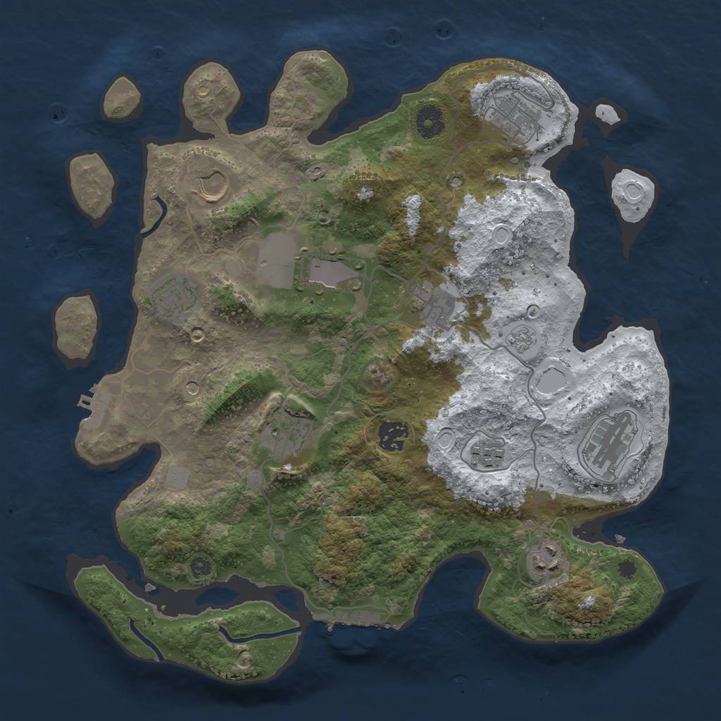 Rust Map: Procedural Map, Size: 3500, Seed: 628777199, 19 Monuments
