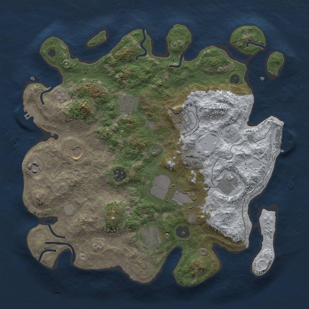 Rust Map: Procedural Map, Size: 3500, Seed: 819944713, 18 Monuments