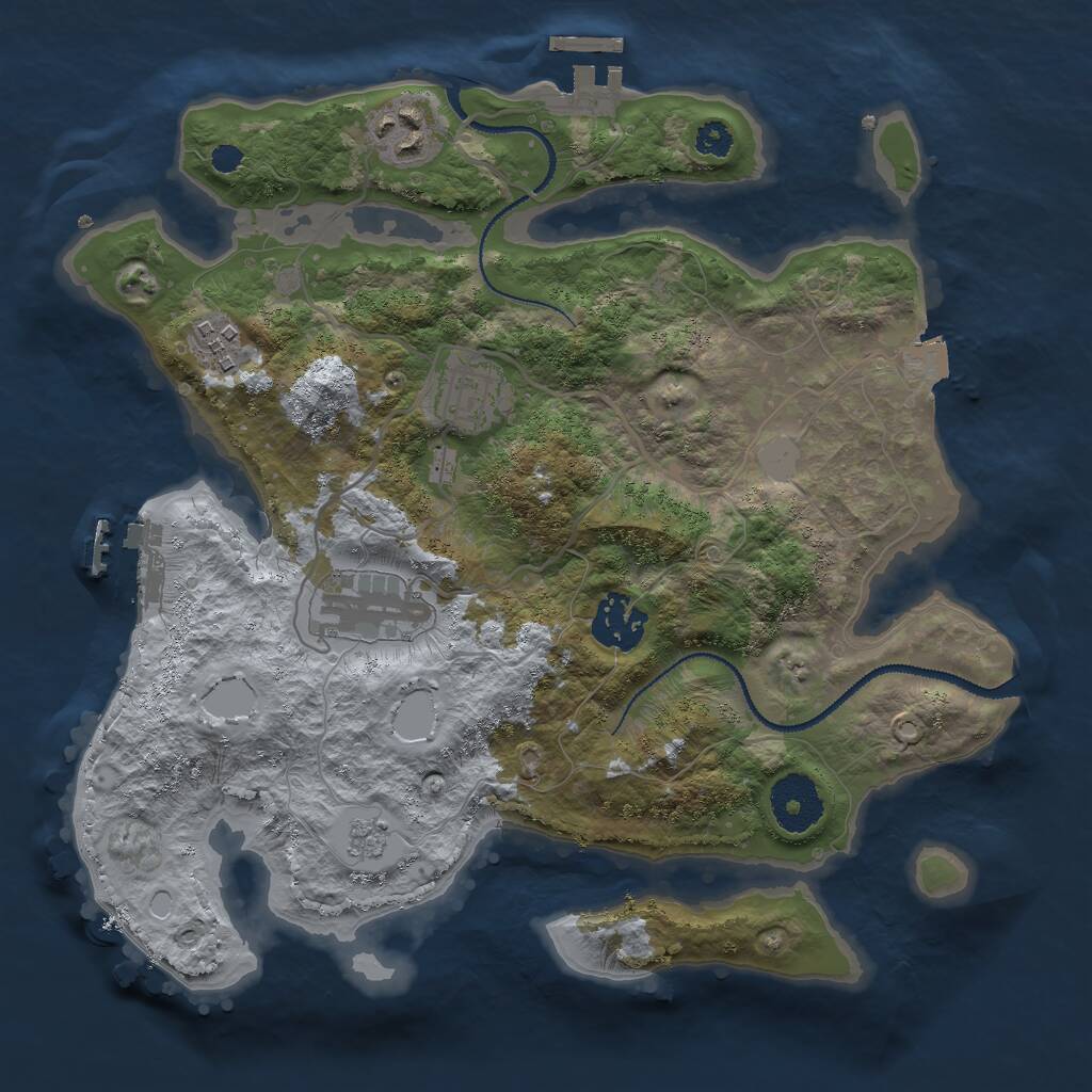 Rust Map: Procedural Map, Size: 3000, Seed: 771072341, 9 Monuments