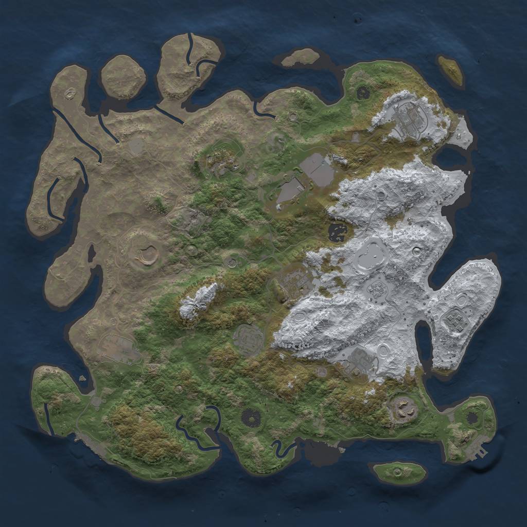 Rust Map: Procedural Map, Size: 3998, Seed: 50500, 20 Monuments