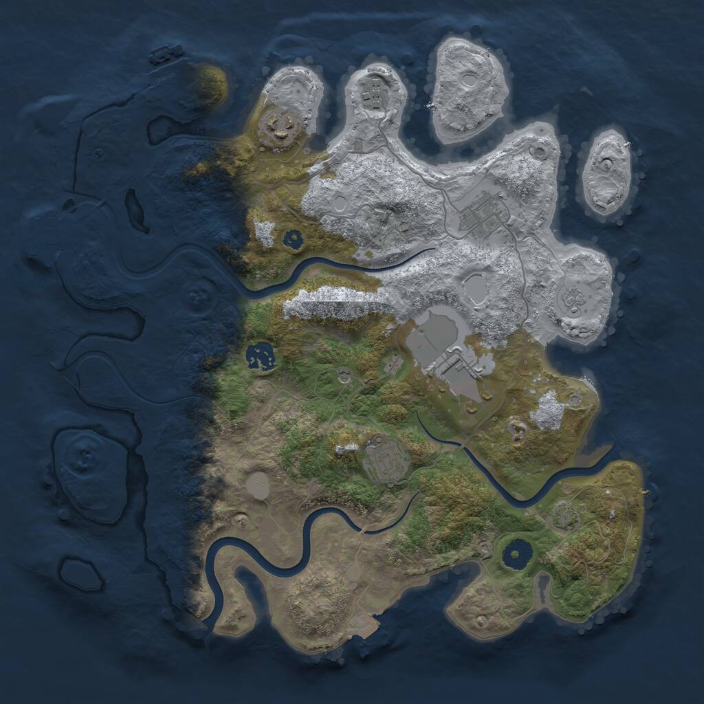 Rust Map: Procedural Map, Size: 3550, Seed: 257753, 12 Monuments