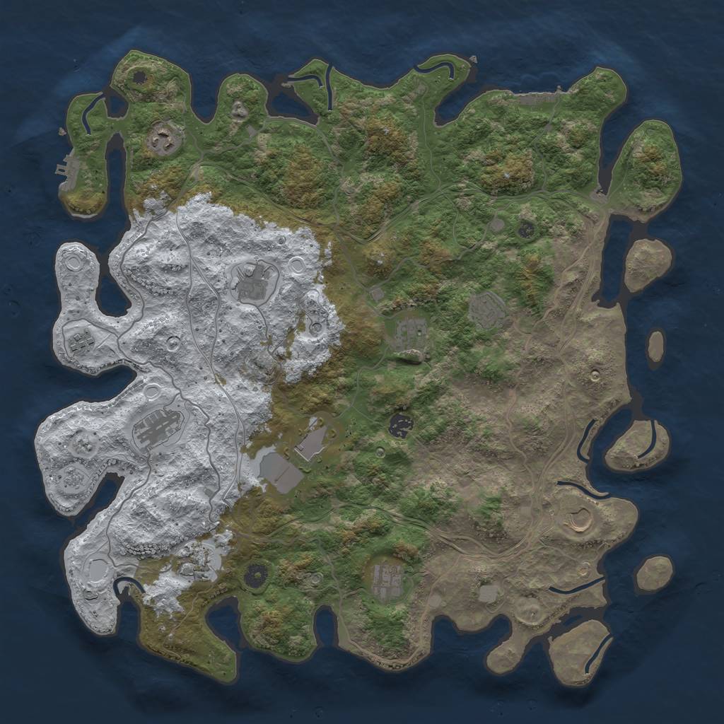 Rust Map: Procedural Map, Size: 4500, Seed: 444444, 20 Monuments