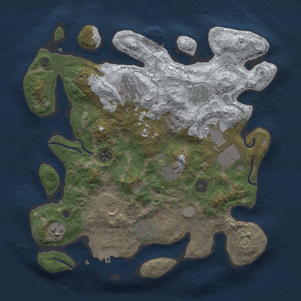 Rust Map: Procedural Map, Size: 3500, Seed: 64444128, 17 Monuments