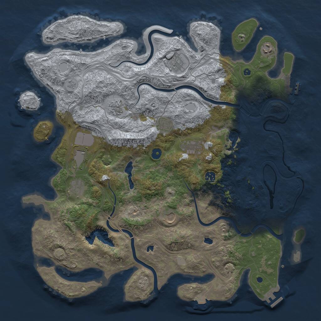 Rust Map: Procedural Map, Size: 4500, Seed: 3883547, 16 Monuments