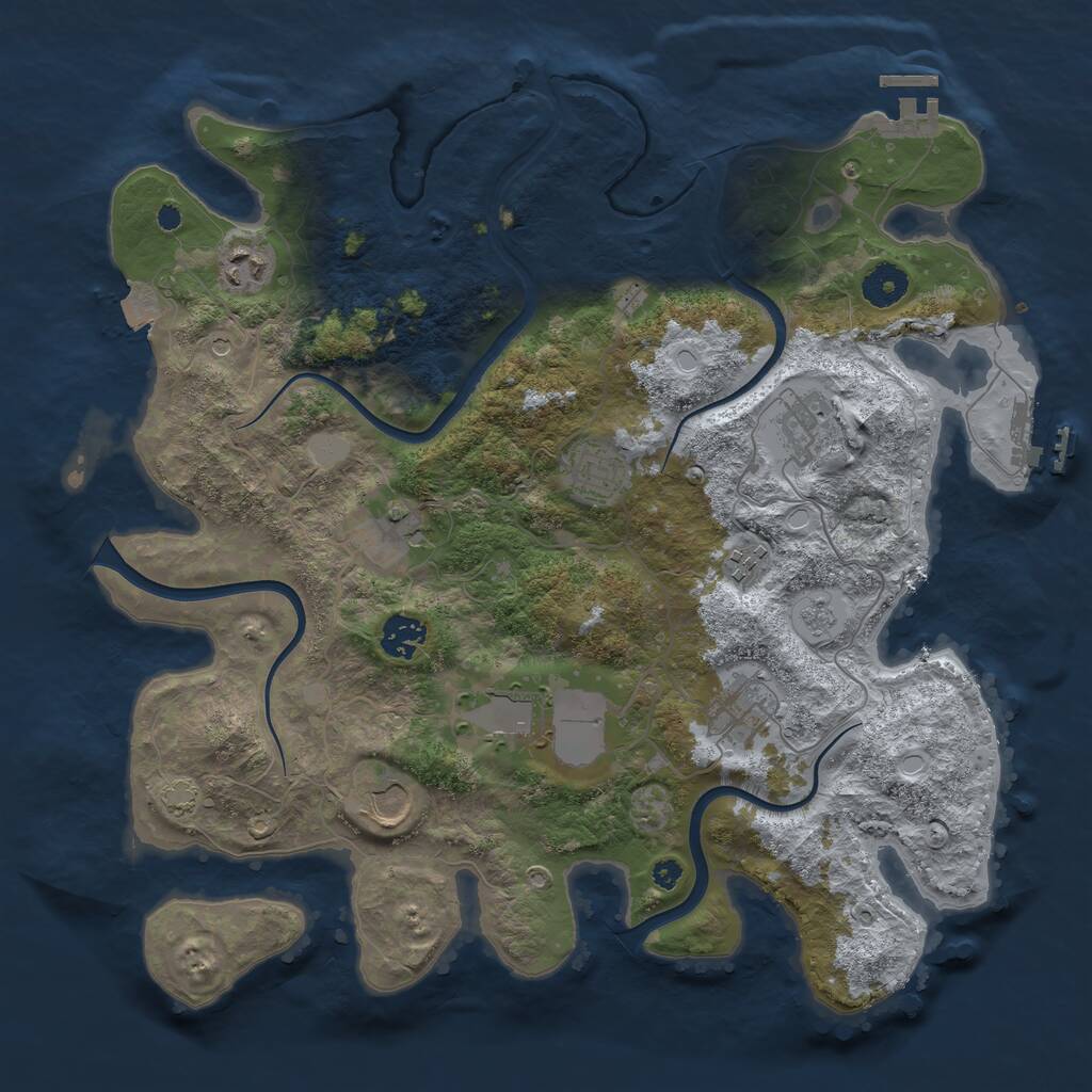 Rust Map: Procedural Map, Size: 3750, Seed: 657987, 15 Monuments