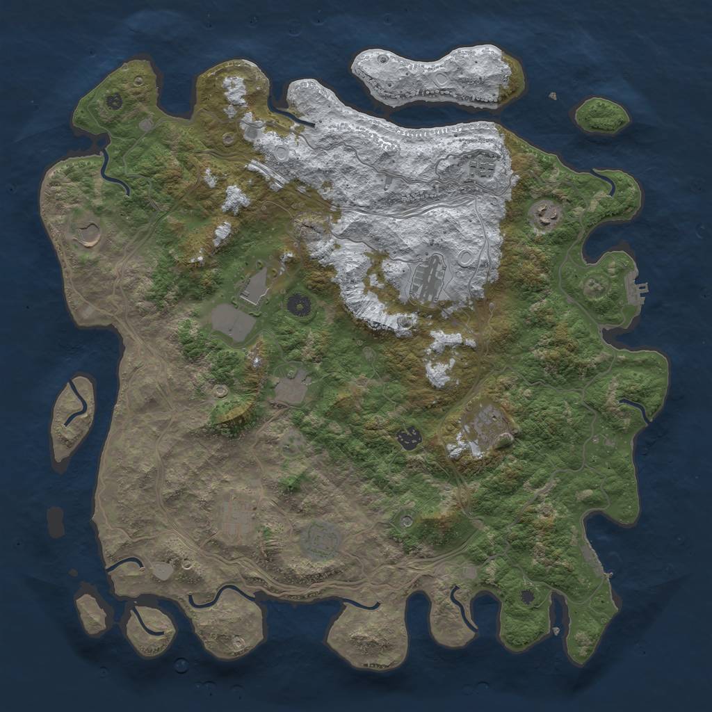 Rust Map: Procedural Map, Size: 4500, Seed: 2889225, 18 Monuments