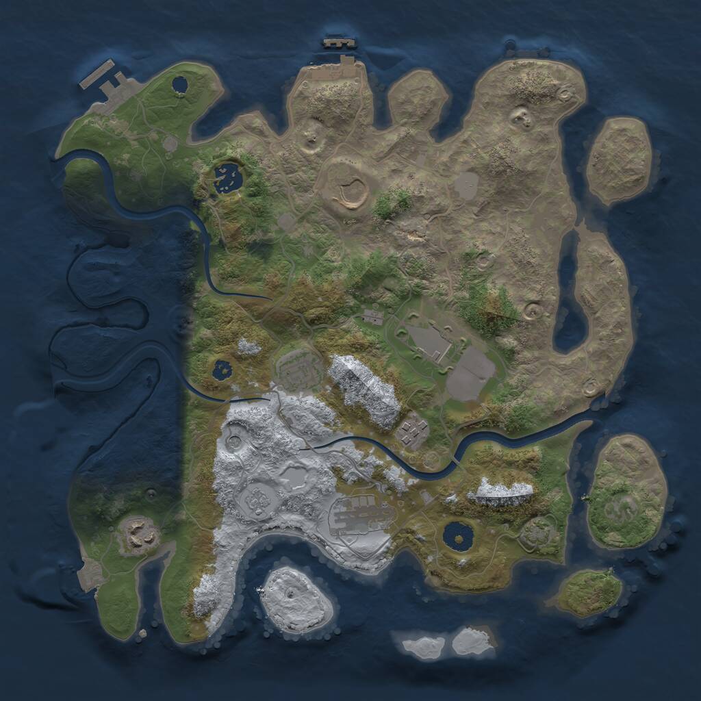 Rust Map: Procedural Map, Size: 3500, Seed: 9834216, 13 Monuments