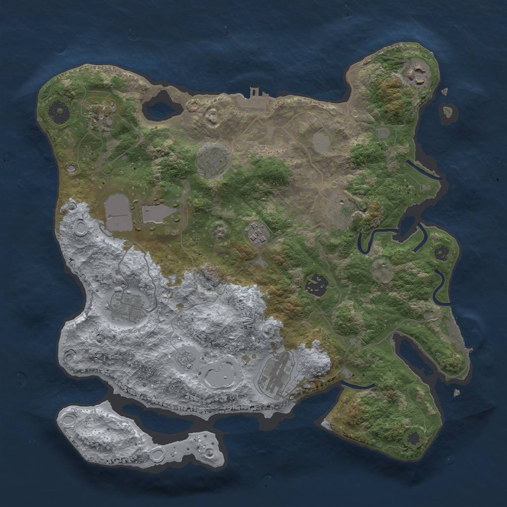 Rust Map: Procedural Map, Size: 3500, Seed: 8734, 17 Monuments