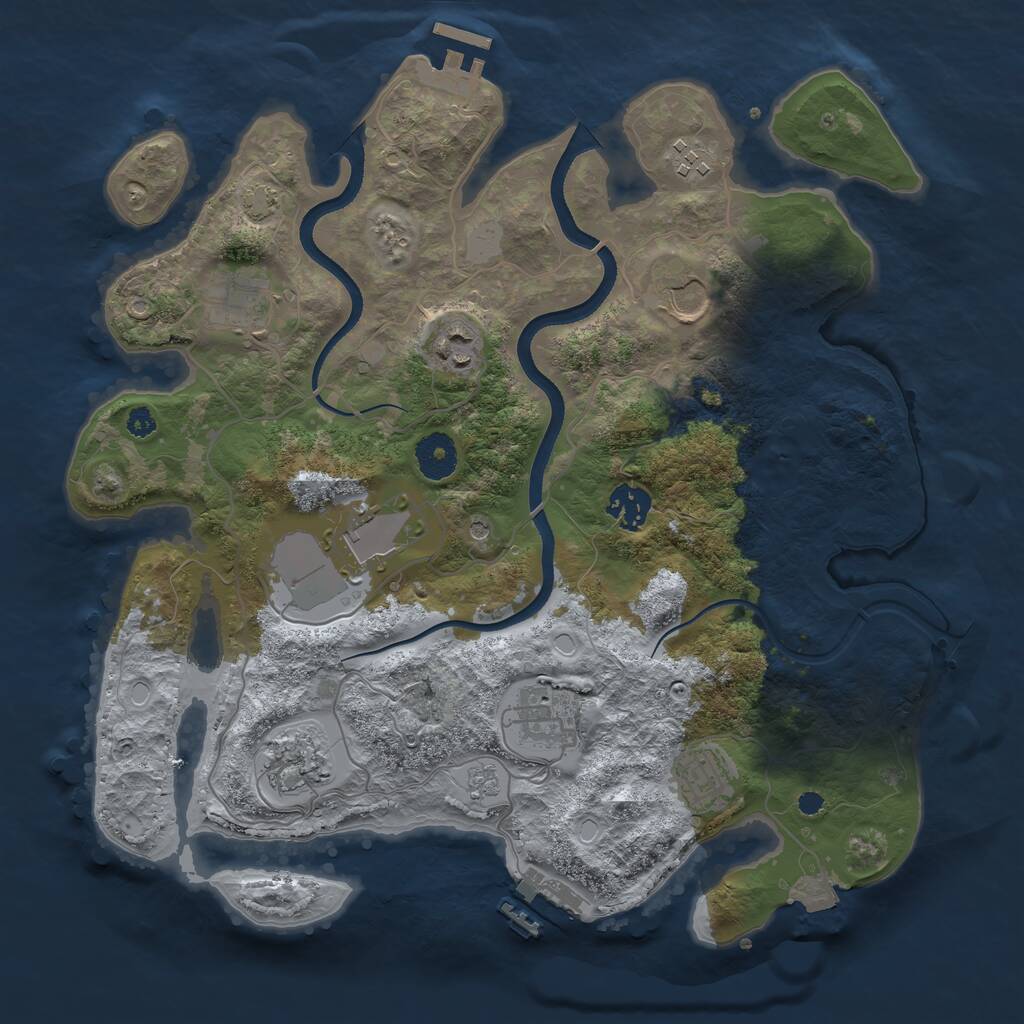 Rust Map: Procedural Map, Size: 3500, Seed: 813500101, 15 Monuments