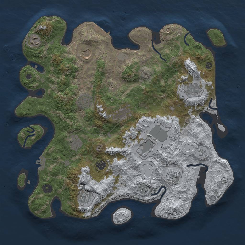 Rust Map: Procedural Map, Size: 3750, Seed: 203336680, 20 Monuments