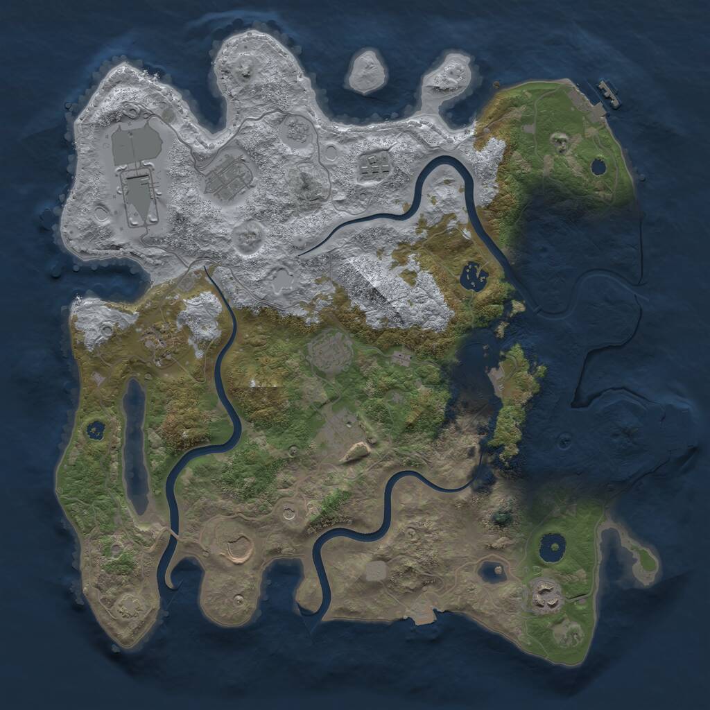 Rust Map: Procedural Map, Size: 3800, Seed: 285223, 16 Monuments