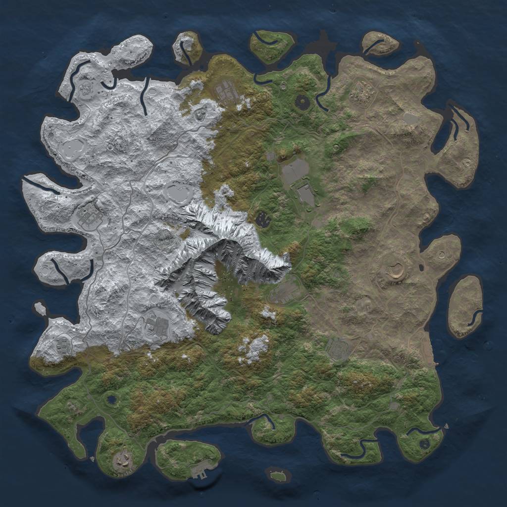 Rust Map: Procedural Map, Size: 5000, Seed: 1962548203, 20 Monuments