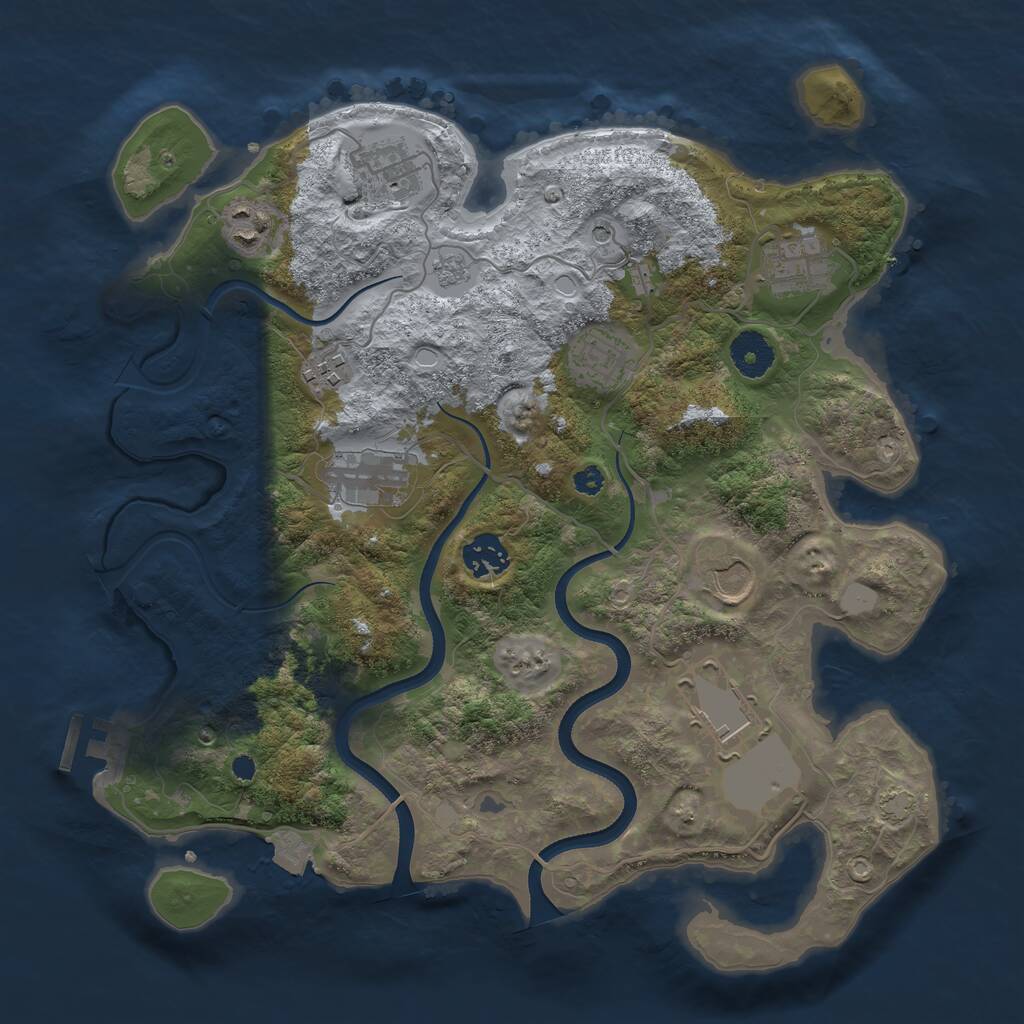 Rust Map: Procedural Map, Size: 3500, Seed: 86345, 14 Monuments