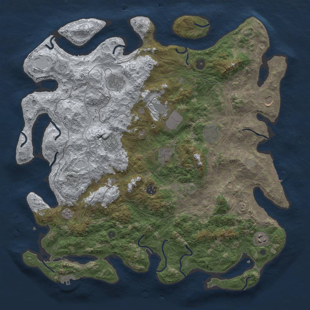 Rust Map: Procedural Map, Size: 4500, Seed: 26340753, 18 Monuments
