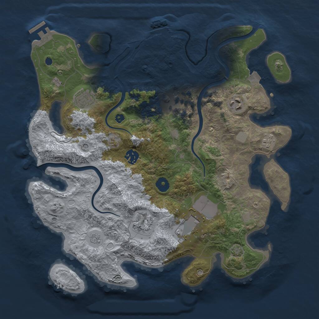 Rust Map: Procedural Map, Size: 3500, Seed: 84738, 13 Monuments