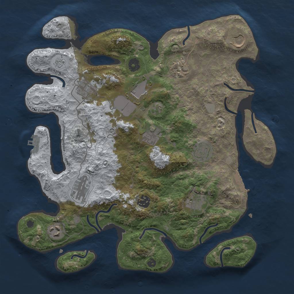Rust Map: Procedural Map, Size: 3500, Seed: 1696805694, 19 Monuments