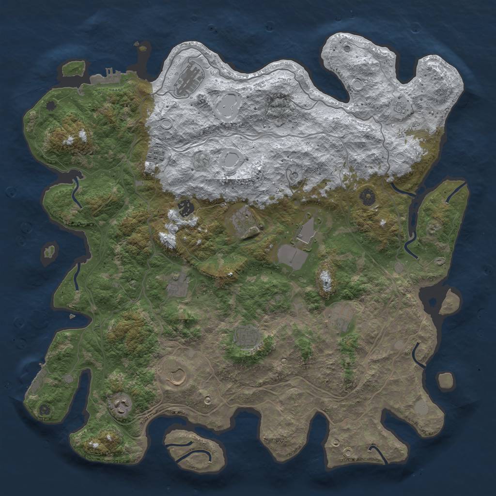 Rust Map: Procedural Map, Size: 4500, Seed: 4022347, 19 Monuments