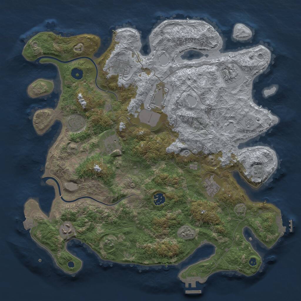 Rust Map: Procedural Map, Size: 3850, Seed: 865983302, 15 Monuments