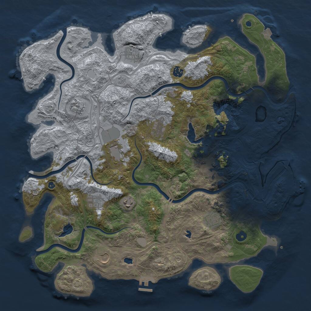 Rust Map: Procedural Map, Size: 4500, Seed: 3465142, 17 Monuments