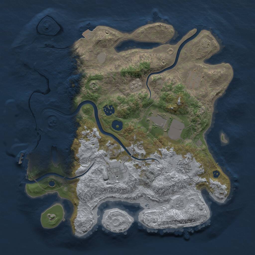 Rust Map: Procedural Map, Size: 3500, Seed: 516896637, 12 Monuments