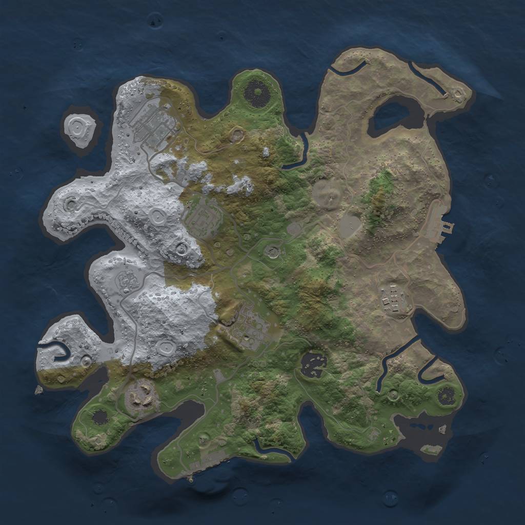 Rust Map: Procedural Map, Size: 3000, Seed: 1571225524, 15 Monuments