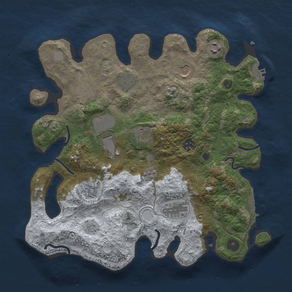 Rust Map: Procedural Map, Size: 3500, Seed: 1419, 19 Monuments