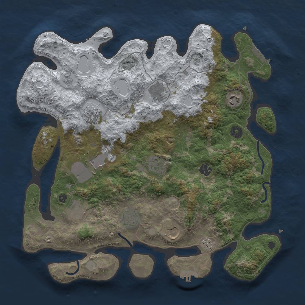 Rust Map: Procedural Map, Size: 3750, Seed: 881838685, 19 Monuments