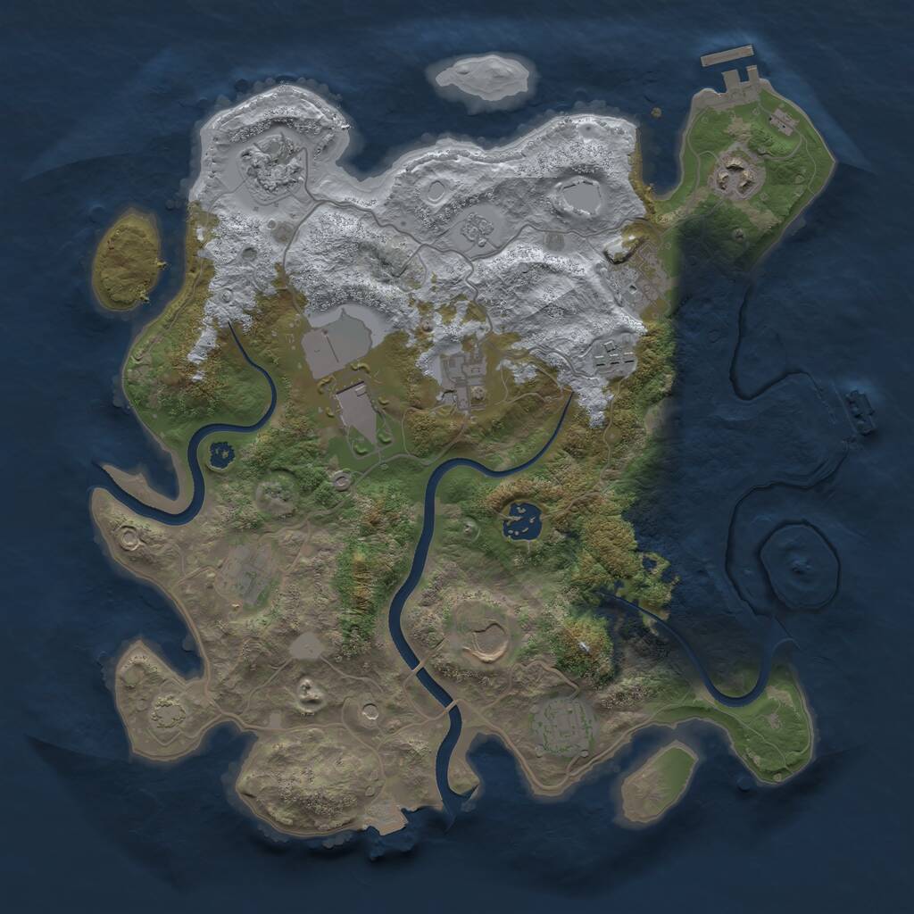 Rust Map: Procedural Map, Size: 3500, Seed: 665014969, 16 Monuments