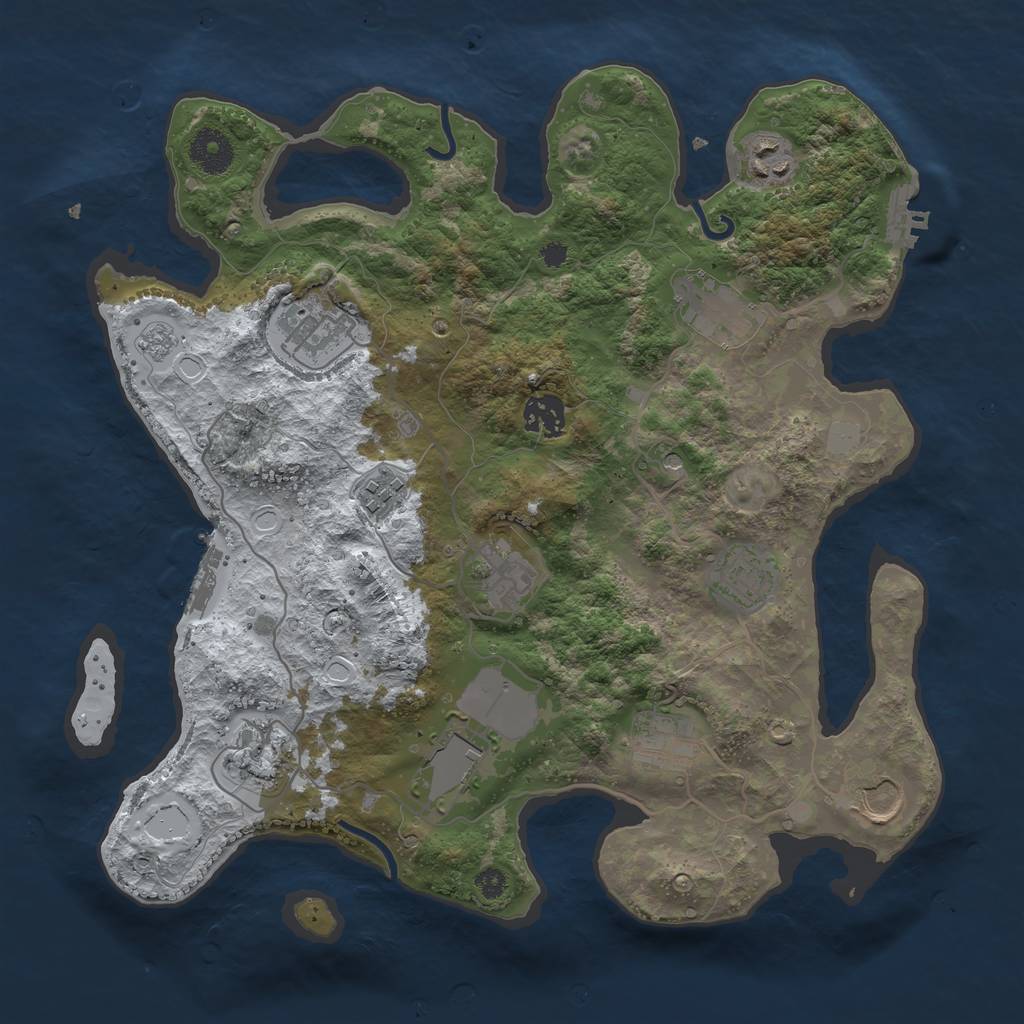 Rust Map: Procedural Map, Size: 3500, Seed: 1060539446, 20 Monuments