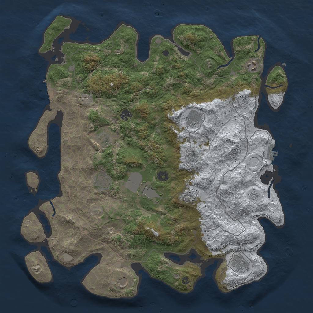Rust Map: Procedural Map, Size: 4250, Seed: 55555555, 19 Monuments