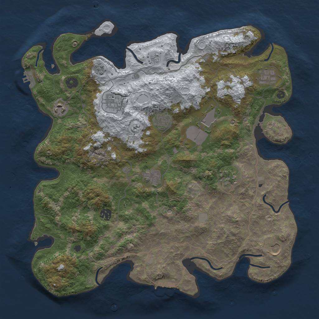 Rust Map: Procedural Map, Size: 4000, Seed: 1616589179, 19 Monuments