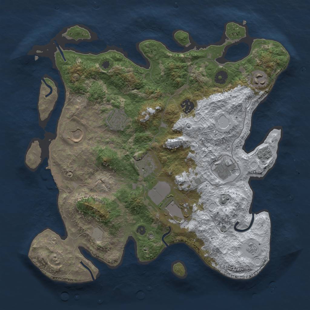 Rust Map: Procedural Map, Size: 3500, Seed: 1785412536, 16 Monuments