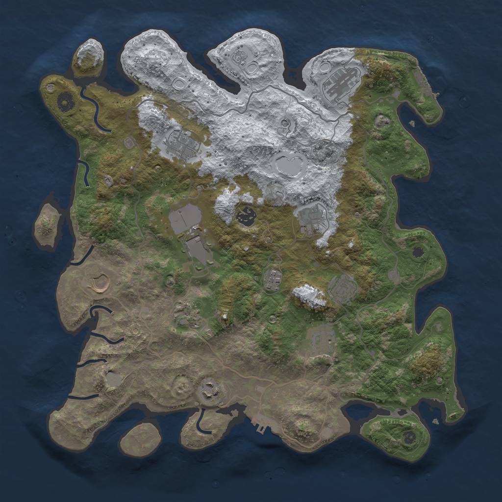 Rust Map: Procedural Map, Size: 4000, Seed: 607370600, 20 Monuments