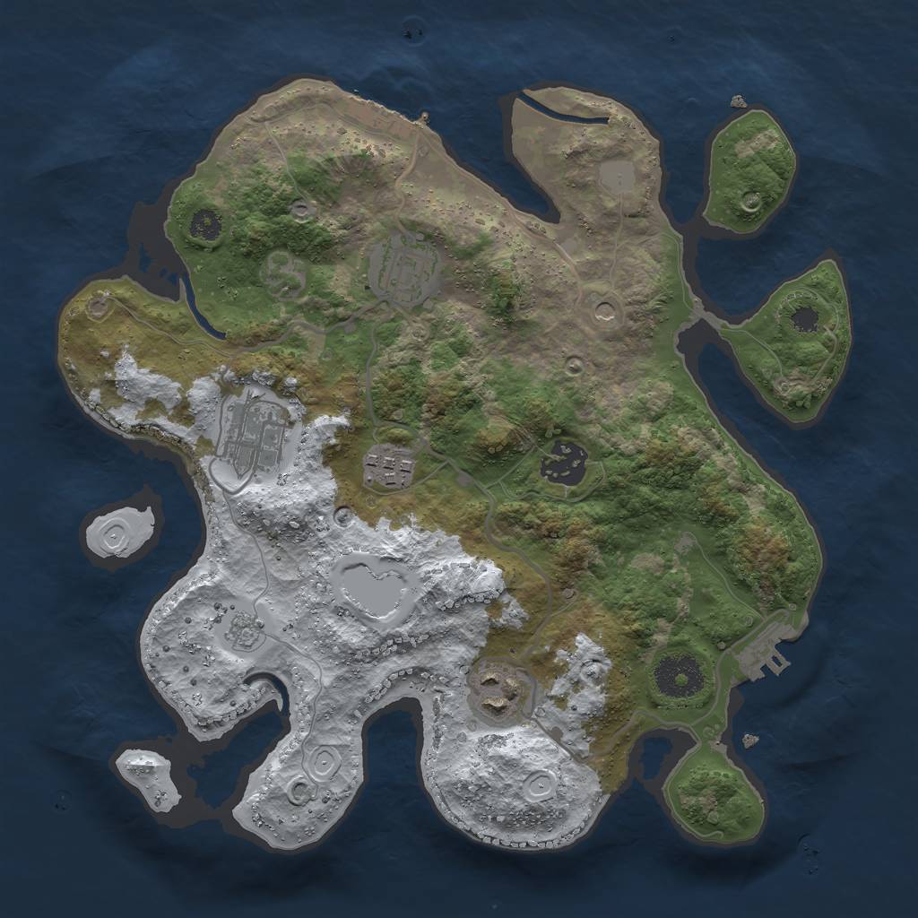 Rust Map: Procedural Map, Size: 3000, Seed: 39254, 14 Monuments