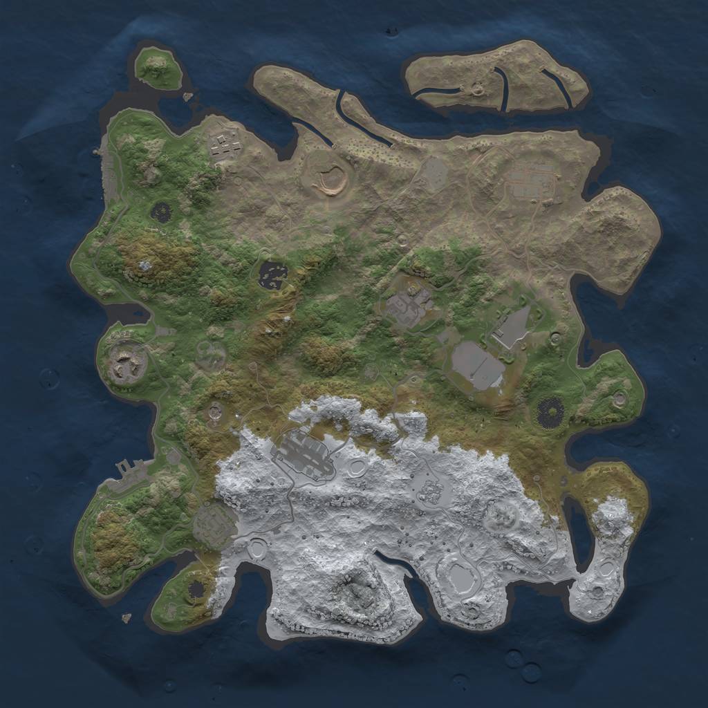 Rust Map: Procedural Map, Size: 3600, Seed: 711656302, 18 Monuments